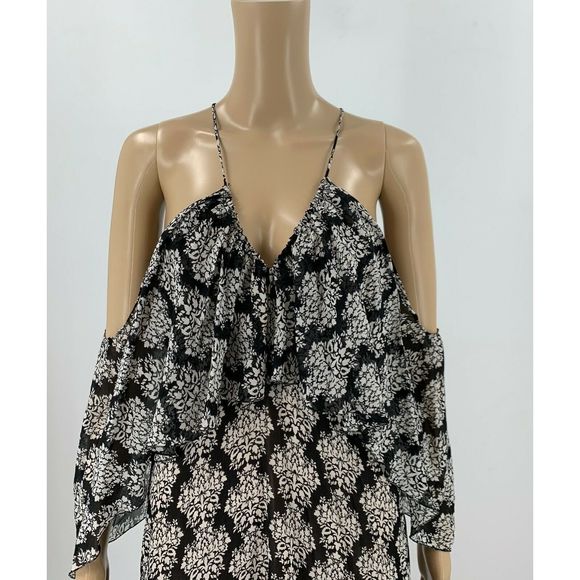 Zara Dress Cold Shoulder Size S Floral Midi - Picture 3 of 10